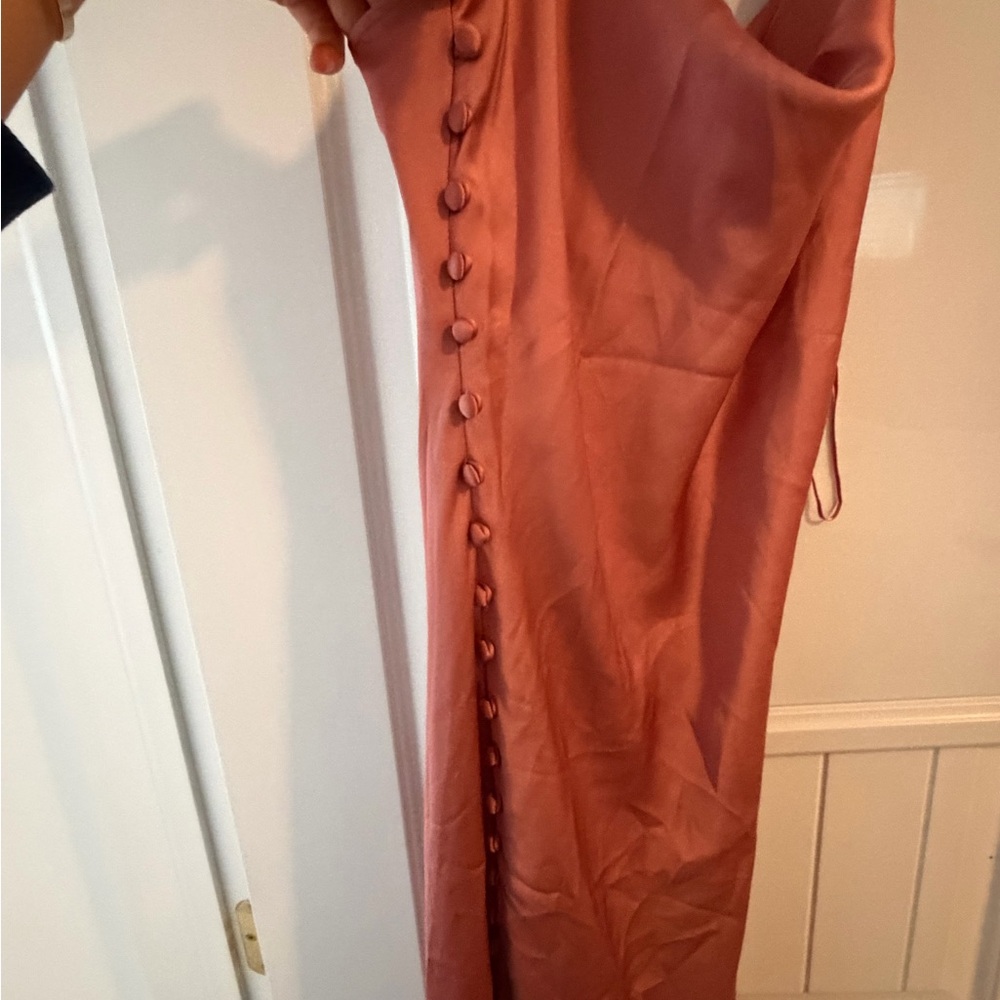 ZARA LIKE NEW Satin Button Cowl neck Midi Dress - Picture 5 of 8